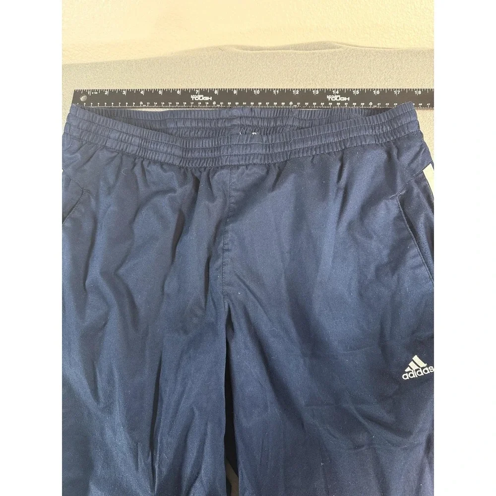 Y2k Adidas Track Pants Mens L Blue Climalite Stripes Elastic Waist Athletic